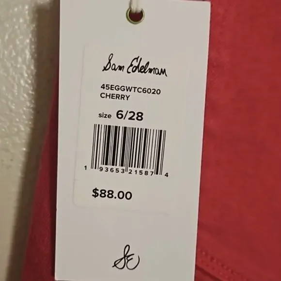 NWT Sam Edelman The Stilleto High Rise Cutoff Shorts in Cherry Sz 6 - Picture 7 of 8